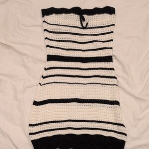 Black and White Striped Knit Dress
